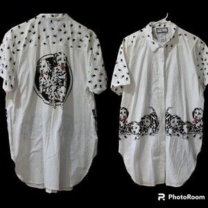 Richard Simmons White Button Down Novelty  Dalmatian Dog Shirt Vintage 16W